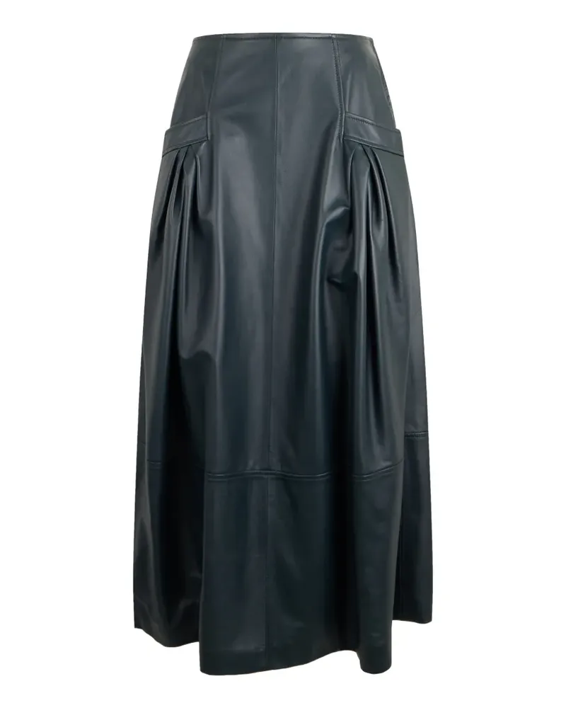 Alberta Ferretti Lederrock mit Falten - Blau Blau