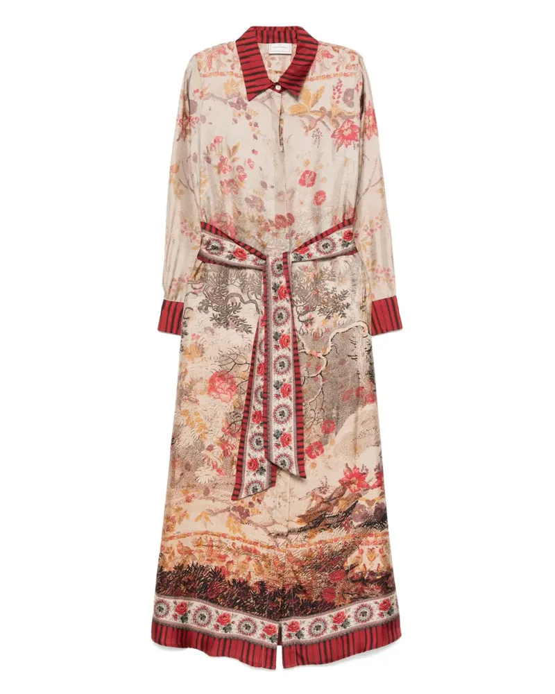 Pierre-Louis Mascia Aloe Hemdkleid mit Blumen-Print - Nude Nude