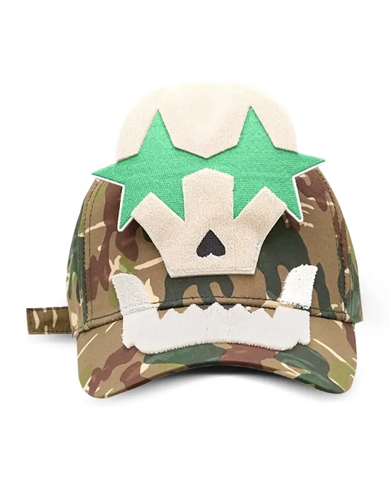 Walter van Beirendonck camouflage-print appliqué baseball cap - Grün Grün