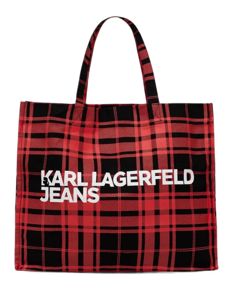 Karl Lagerfeld Tote Bag mit Tartan- und Logo-Print - Rot Rot