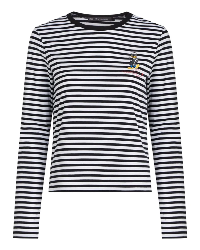 Karl Lagerfeld x Disney gestreiftes T-Shirt - Weiß Weiß