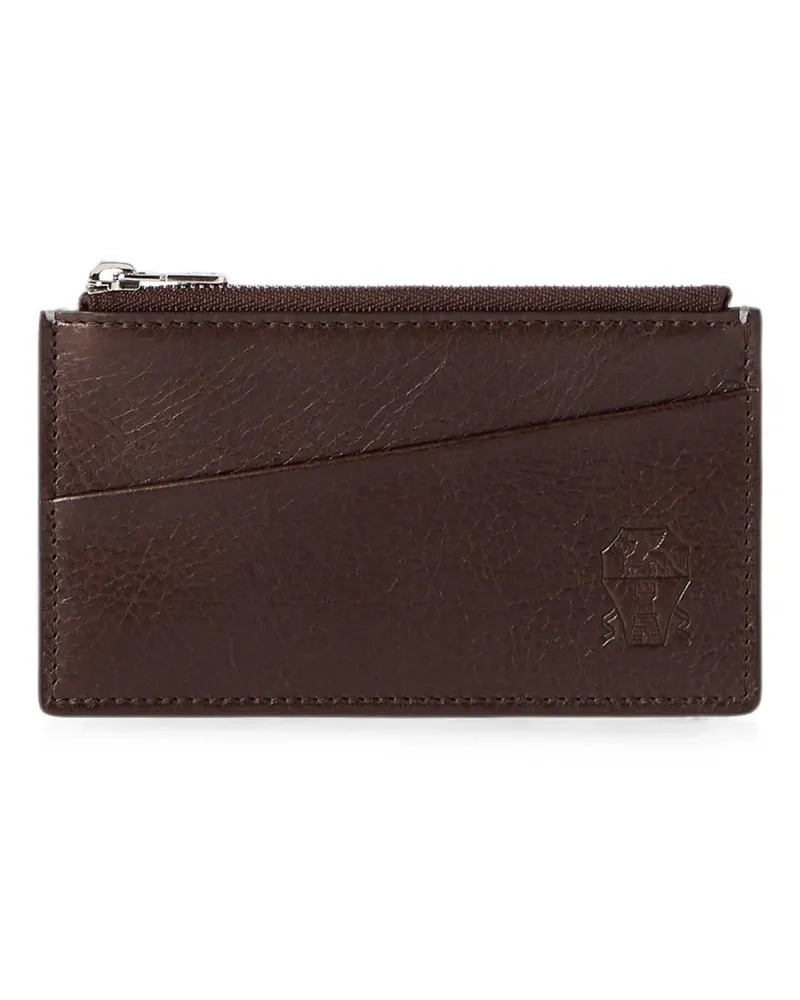 Brunello Cucinelli grained-leather travel pochette - Braun Braun