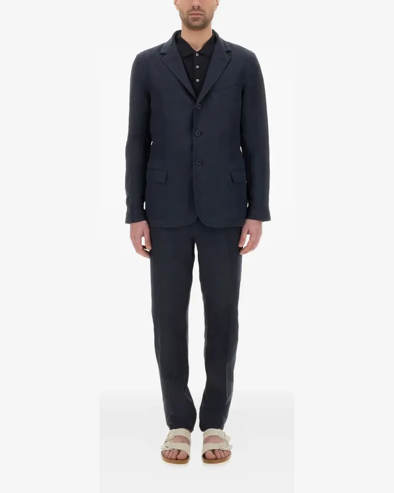 120% Lino Einreihiger Anzug - Blau Blau