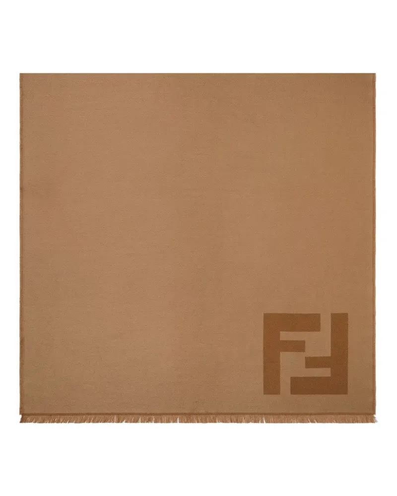 Fendi logo-detail fringed scarf - Braun Braun