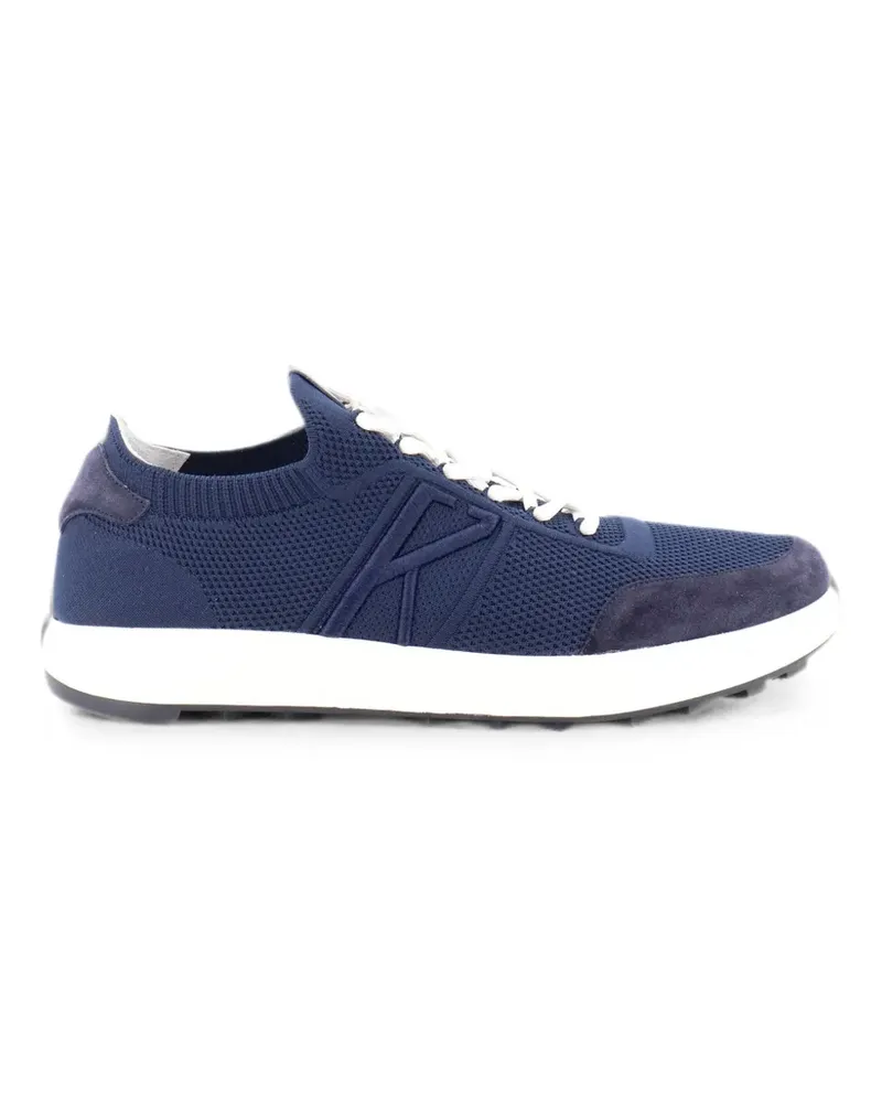 Kiton knitted suede-panel sneakers - Blau Blau