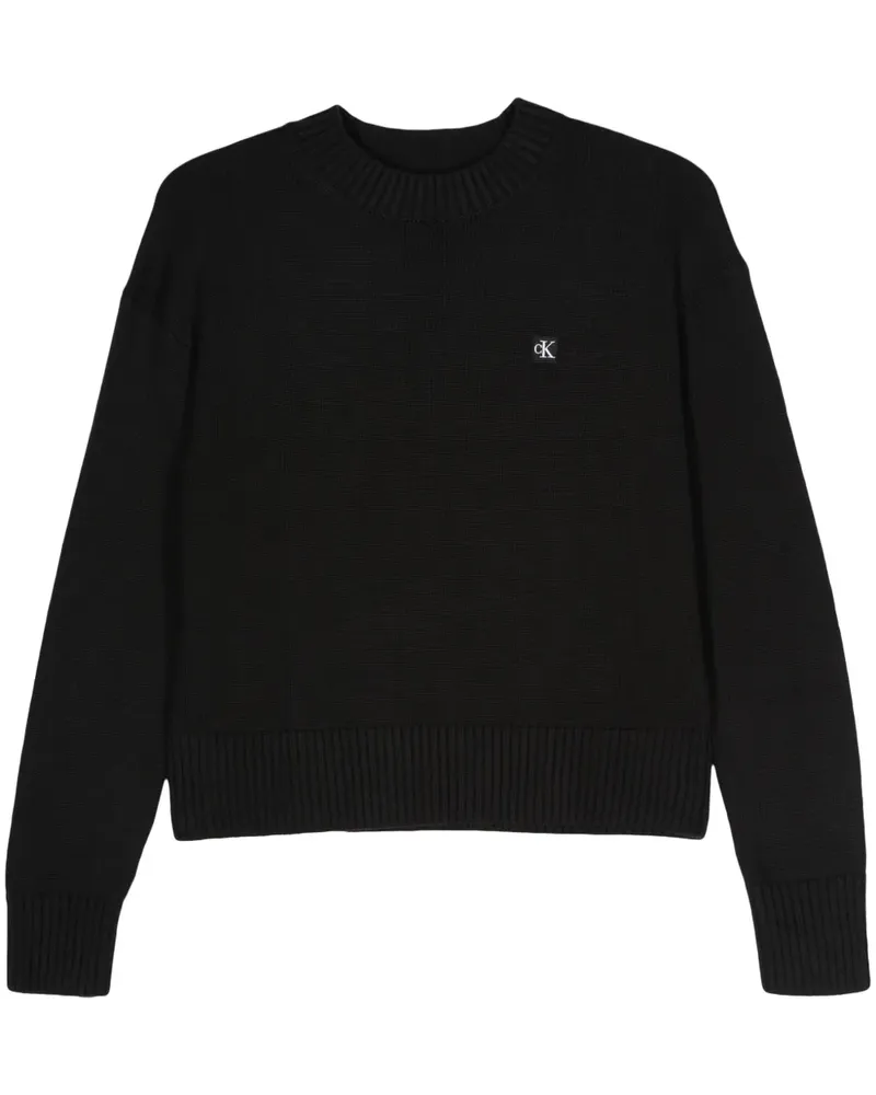 Calvin Klein Pullover mit Logo-Applikation - Schwarz Schwarz