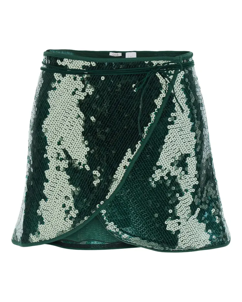 Oséree sequin-embellishment tie-detail mini skirt - Grün Grün
