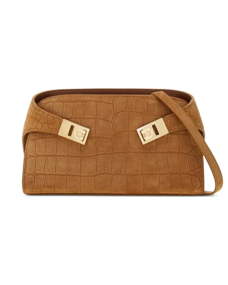 Ferragamo mini Hug crocodile-effect crossbody bag - Nude Nude