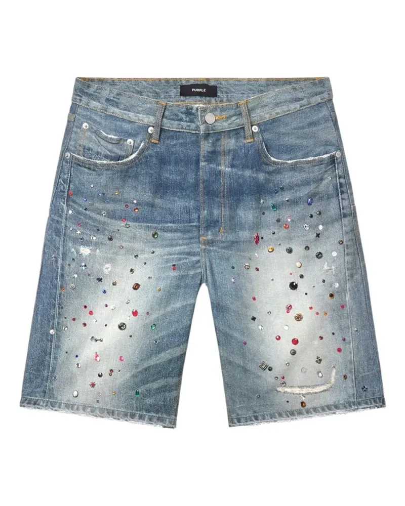 PURPLE BRAND jewel-embellished denim shorts - Blau Blau