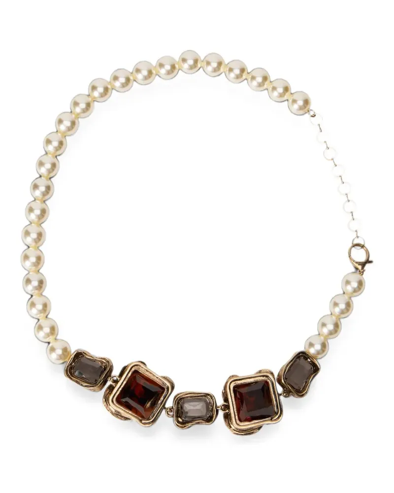 Max Mara Afresia bead-embellished crystal-embellished necklace - Gold Gold