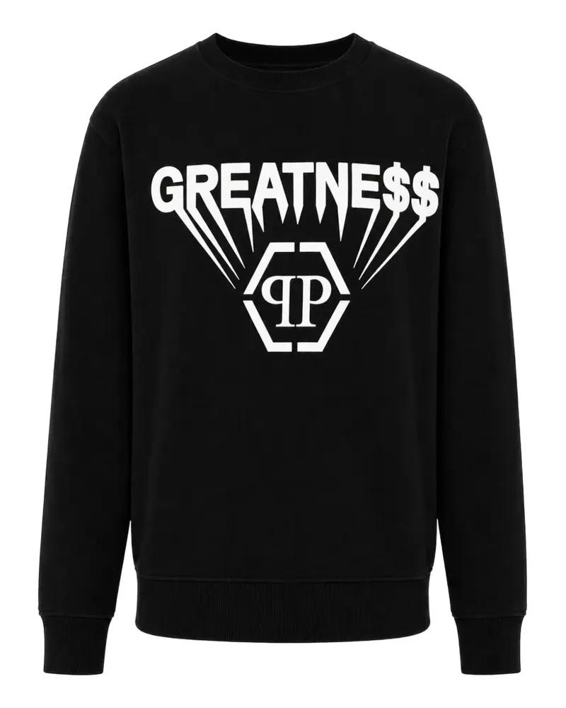 Philipp Plein printed fleece round neck sweatshirt greatness - Schwarz Schwarz