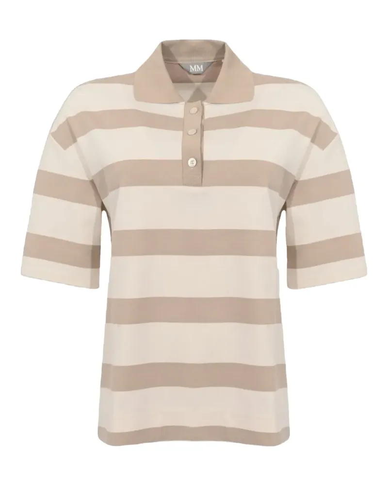 Max Mara Gestreiftes Poloshirt - Nude Nude