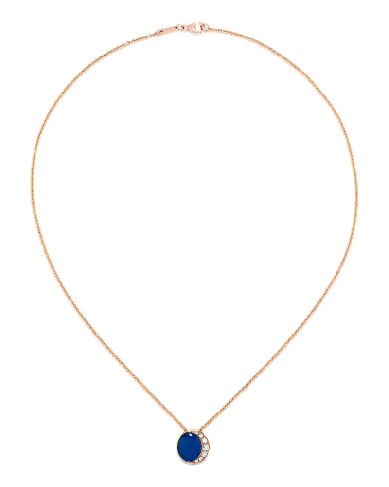 David Morris 18kt Fortuna Rotgoldhalskette mit Diamanten und Achat - Rosa Rosa
