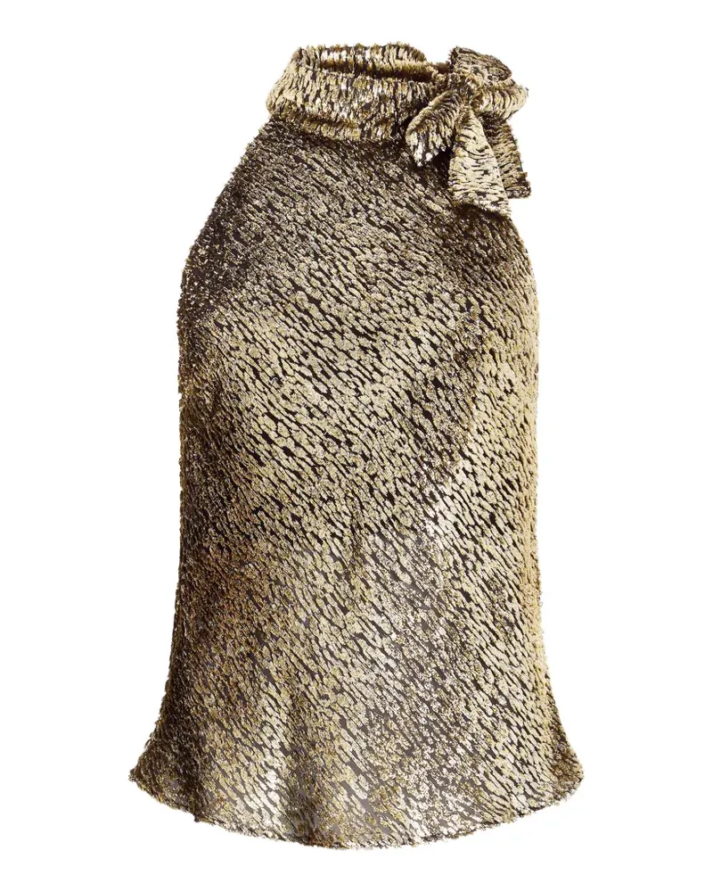 Roberto Cavalli bow-detail halterneck top - Gold Gold