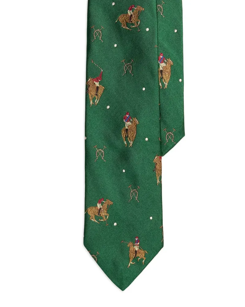 Ralph Lauren Seidenkrawatte mit Reitsport-Spieler - Grün Grün