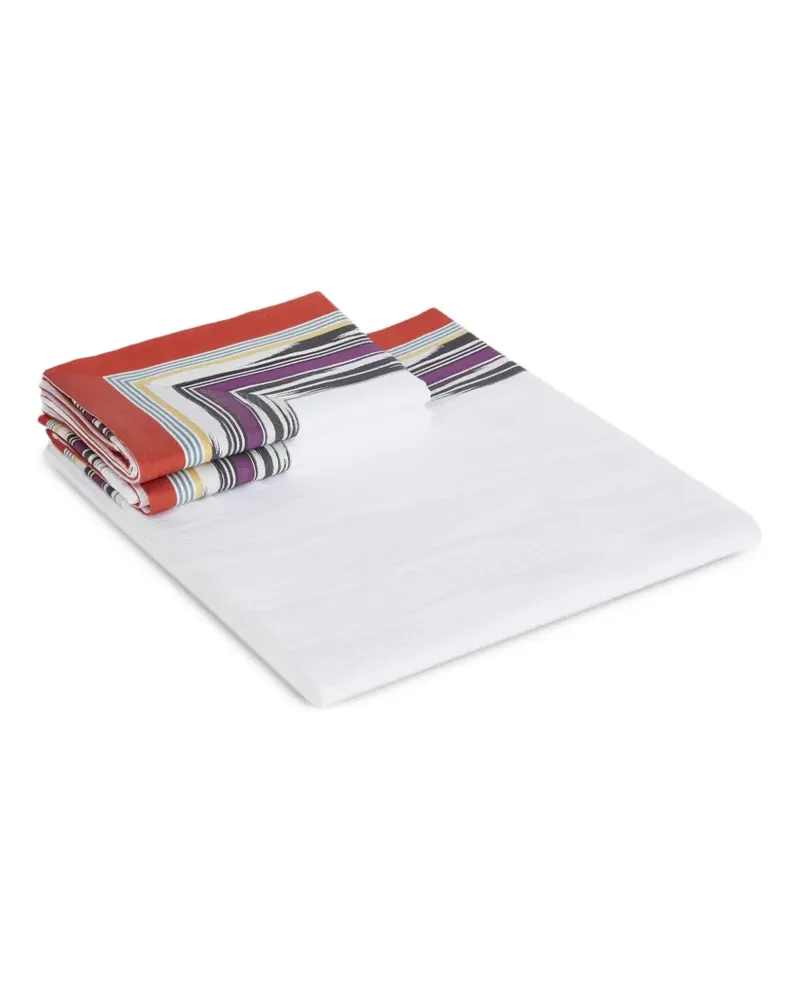 Missoni Home Gestreiftes John Bettbezug-Set (250cm x 200cm) - Weiß Weiß