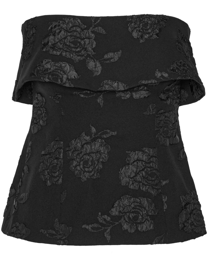 ROTATE Birger Christensen Top aus Blumen-Jacquard - Schwarz Schwarz
