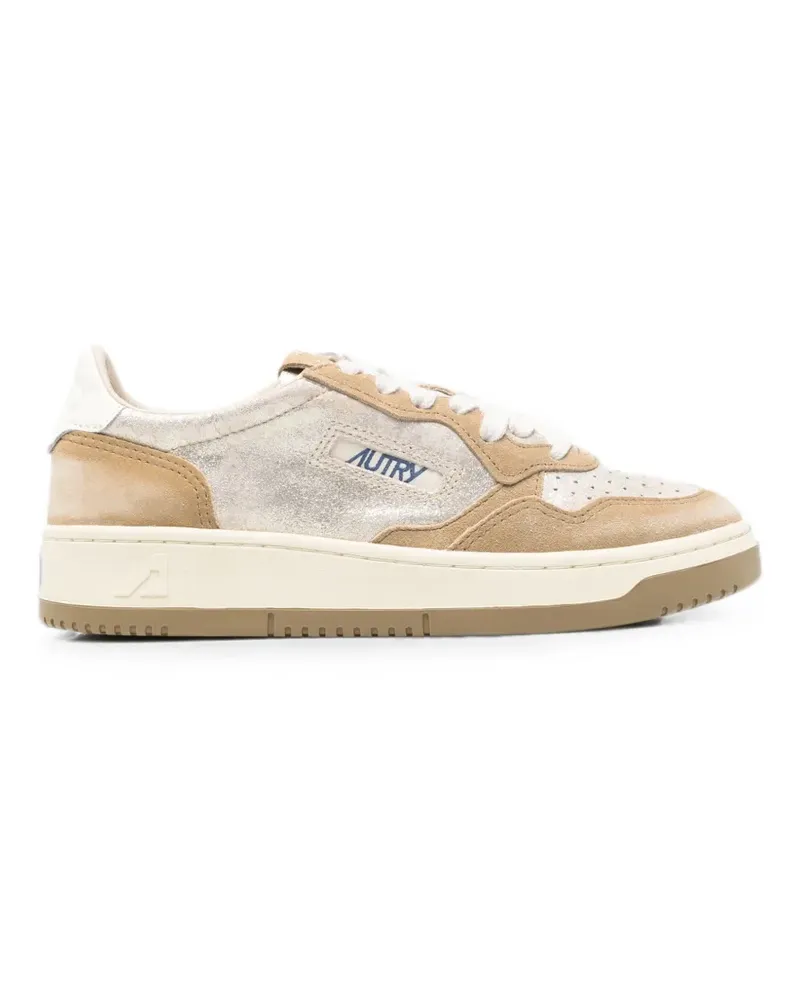 AUTRY Medalist metallic-effect panelled sneakers - Nude Nude