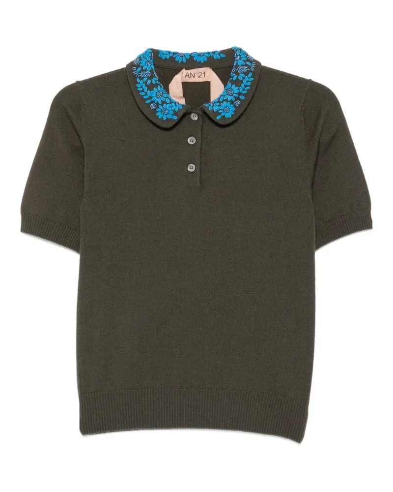 N° 21 Poloshirt mit besticktem Kragen - Grün Grün