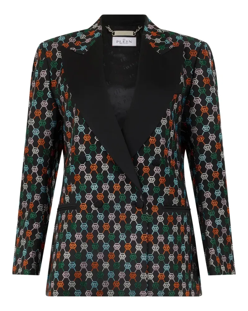 Philipp Plein monogram-strass single-breasted blazer - Schwarz Schwarz