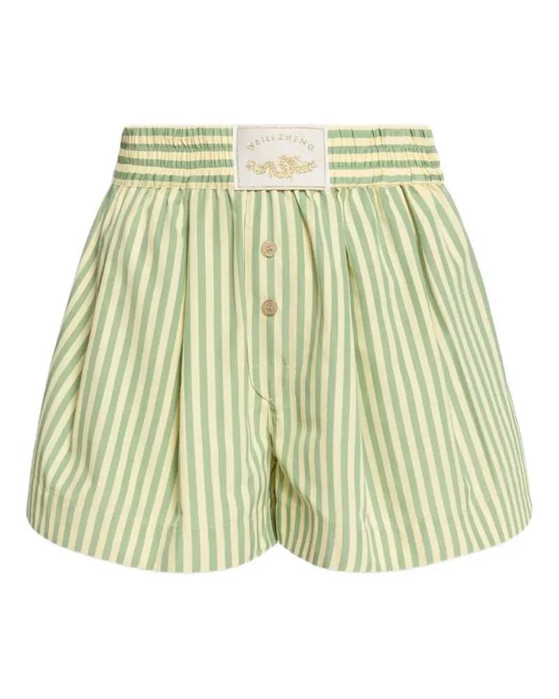 Weili Zheng striped-pattern shorts - Grün Grün
