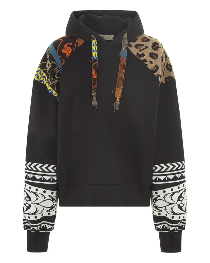 AKEP Hoodie im Patchwork-Look - Schwarz Schwarz