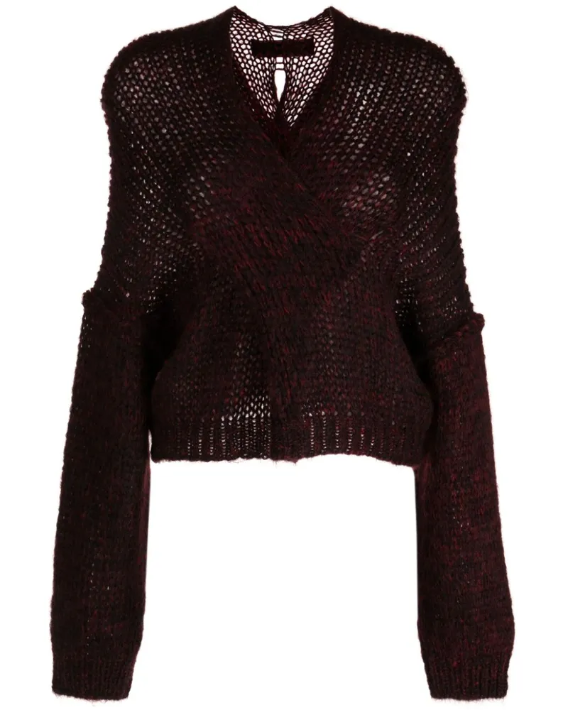 Isabel Benenato Pullover mit Lochstrickmuster - Rot Rot