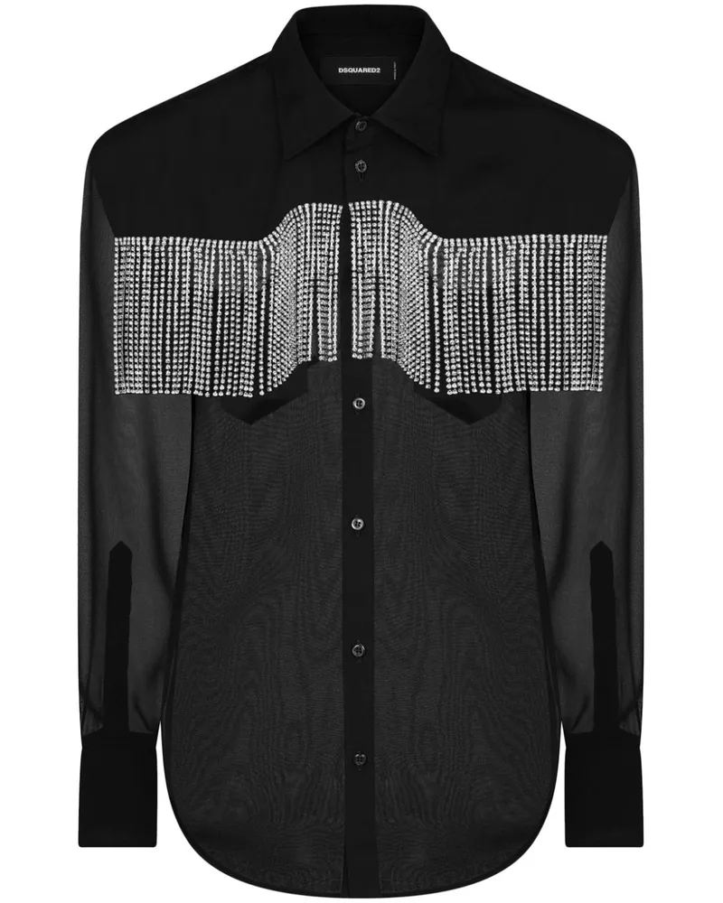 Dsquared2 Hemd mit Fransen - Schwarz Schwarz