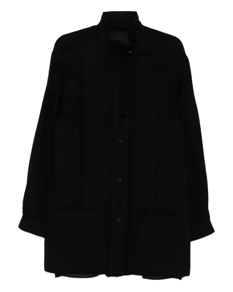 Yohji Yamamoto Gefütterte Hemdjacke - Schwarz Schwarz