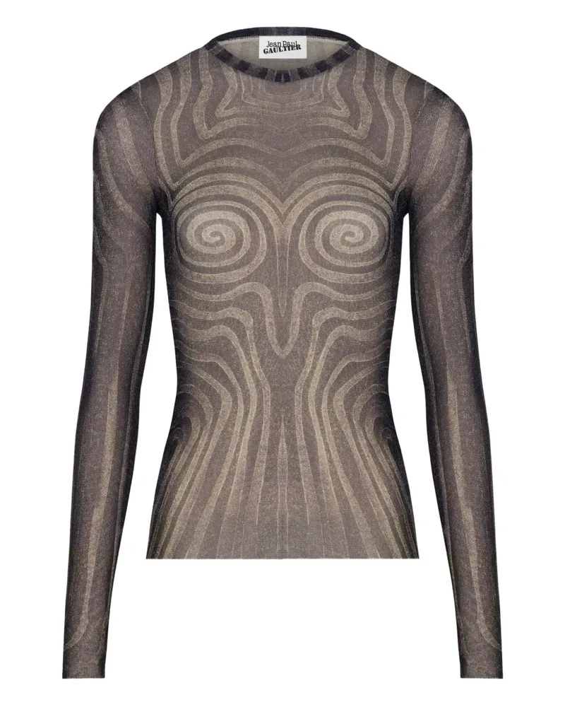 Jean Paul Gaultier Spiral Langarmshirt mit Print - Schwarz Schwarz