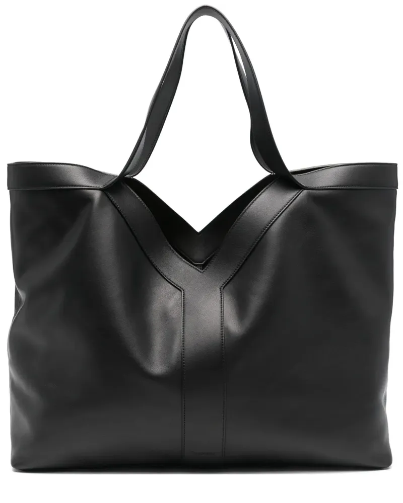 Saint Laurent Große Y Tote Bag aus Leder - Schwarz Schwarz