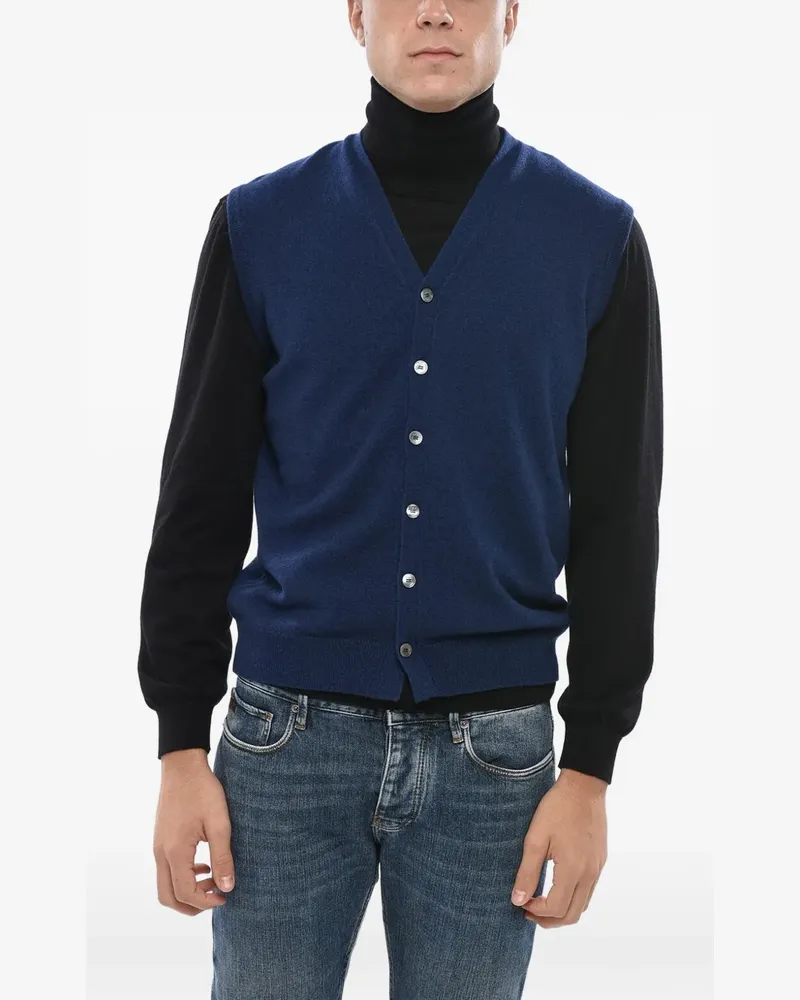 Malo V-neck vest - Blau Blau