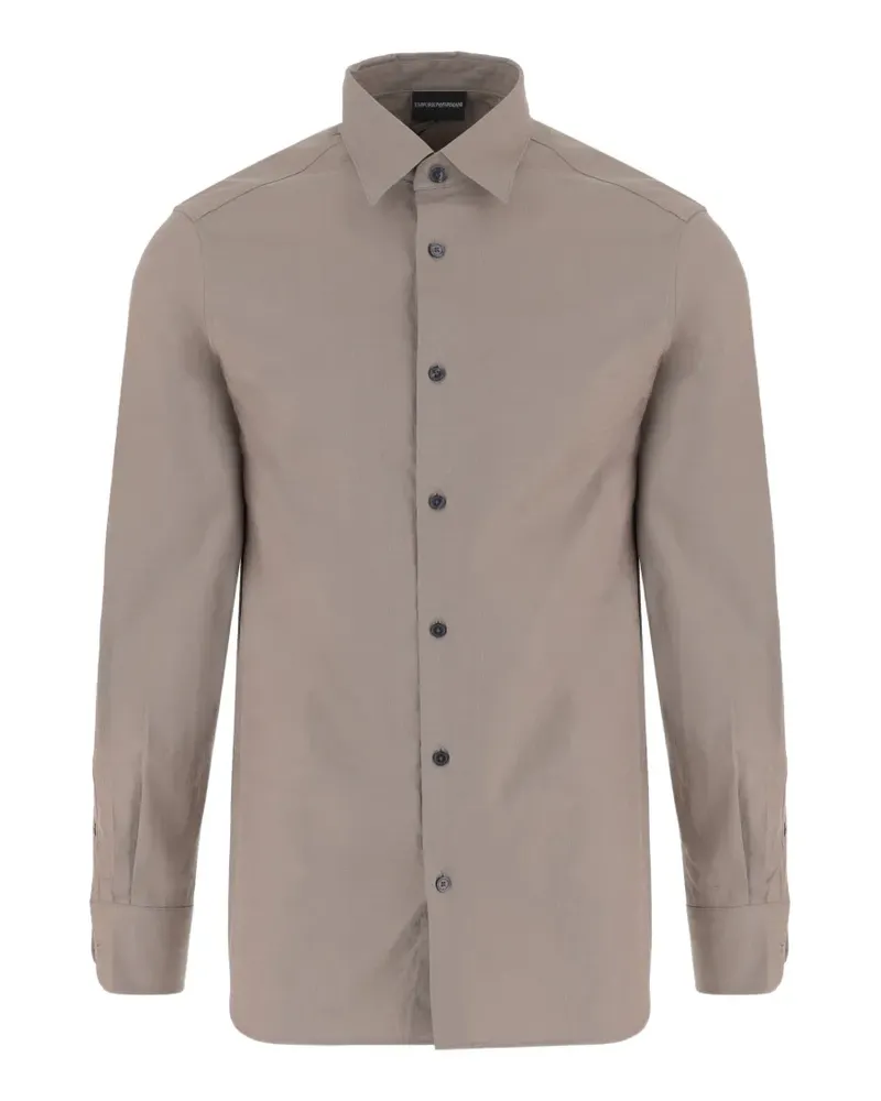 Emporio Armani logo-jacquard long-sleeve shirt - Nude Nude