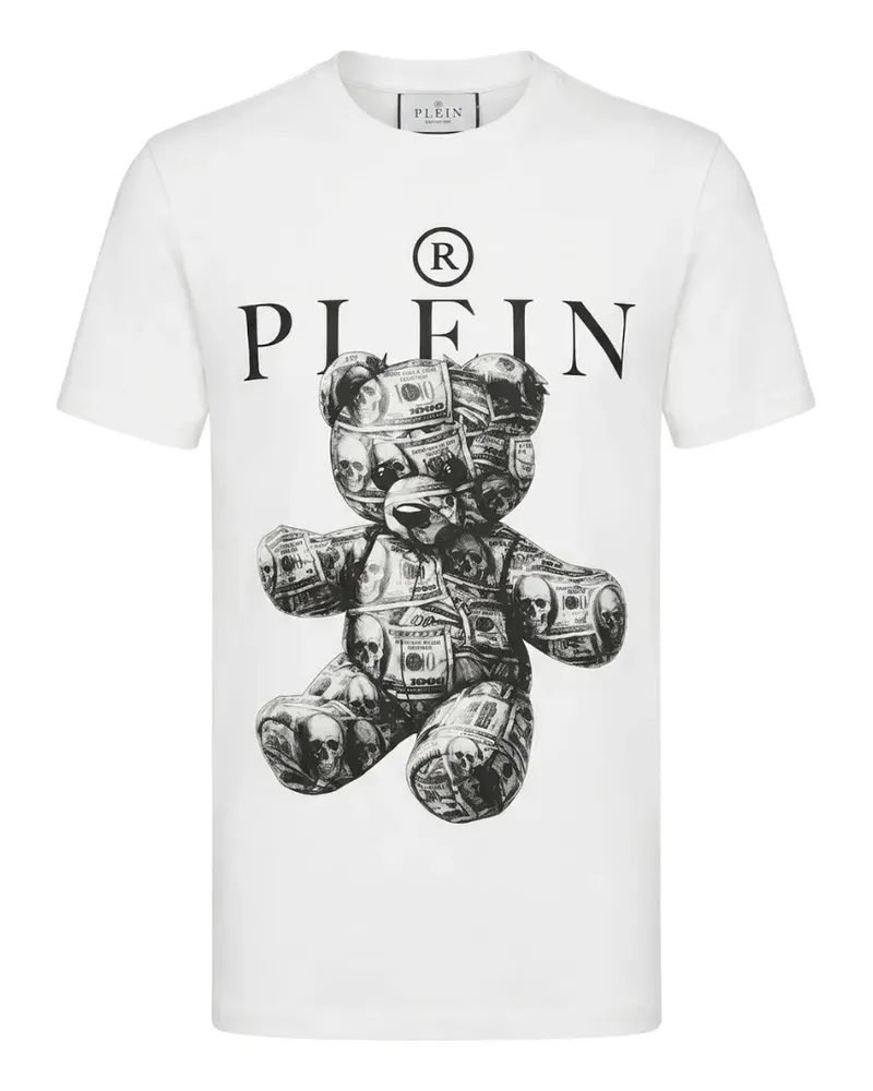Philipp Plein Skull Teddy Dollar T-Shirt aus Jersey - Weiß Weiß