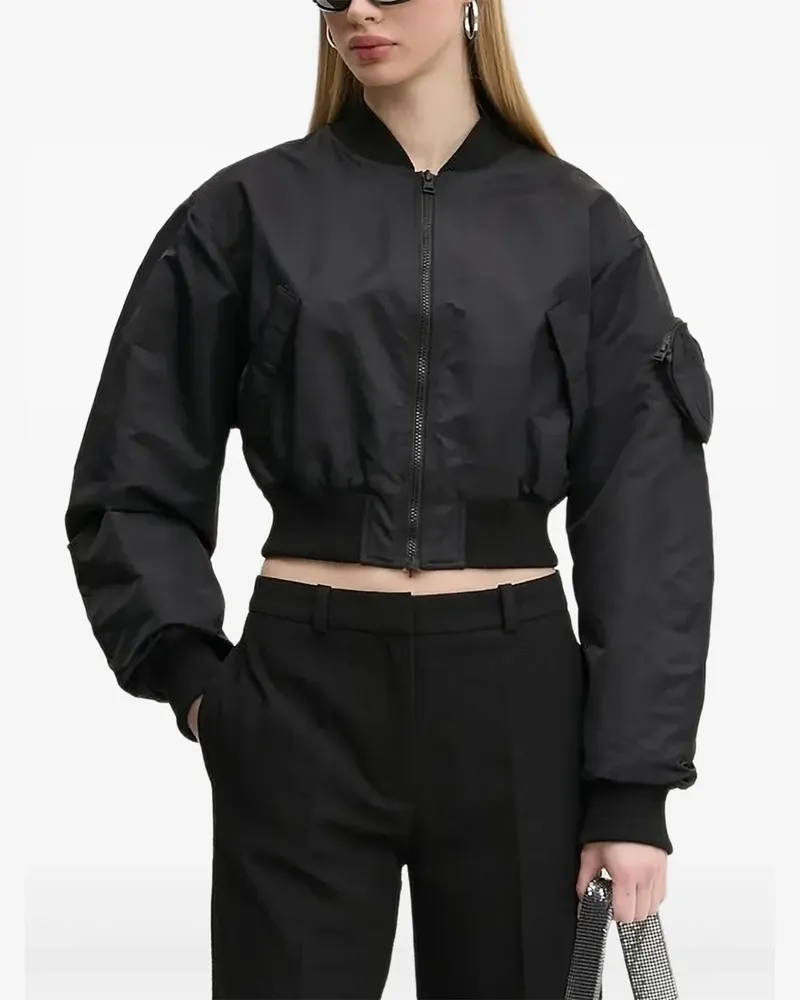 HUGO BOSS Cropped-Bomberjacke mit Logo-Prägung - Schwarz Schwarz