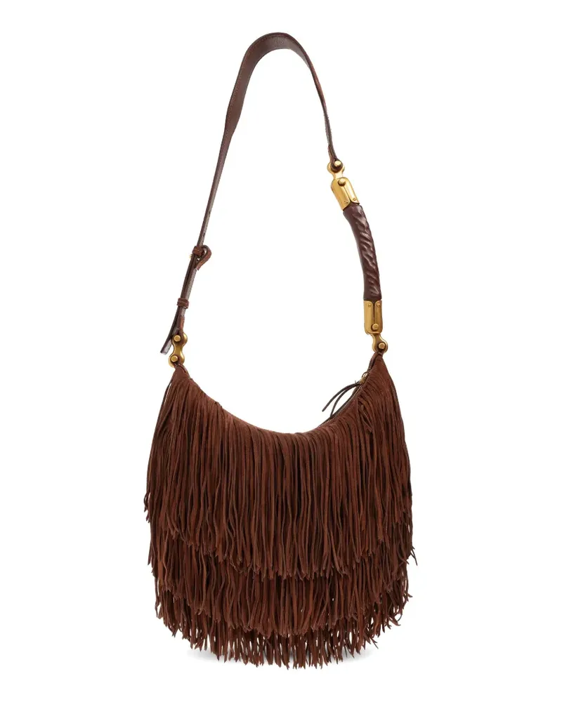 Balmain Ébène Schultertasche mit Fransen - Braun Braun