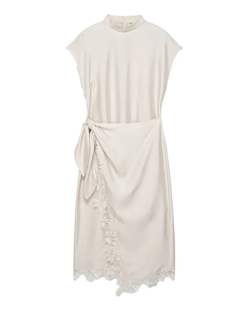 Shanghai Tang lace-trim silk midi dress - Weiß Weiß