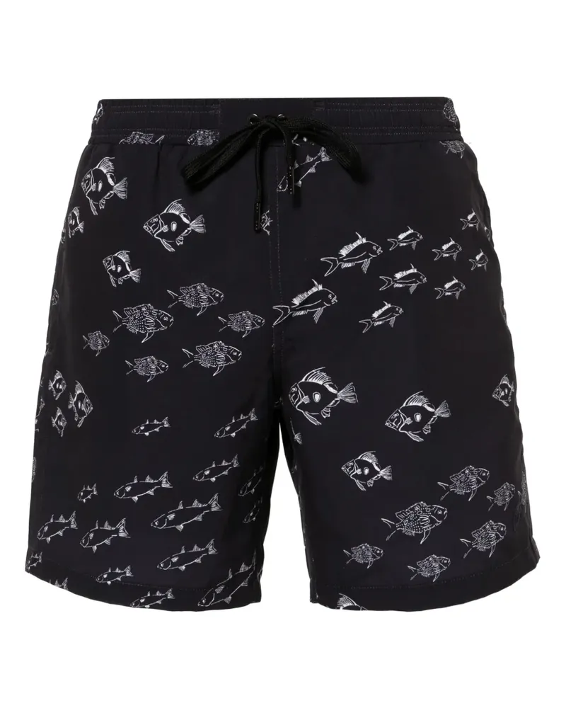 Brioni Badeshorts mit Fische-Print - Blau Blau