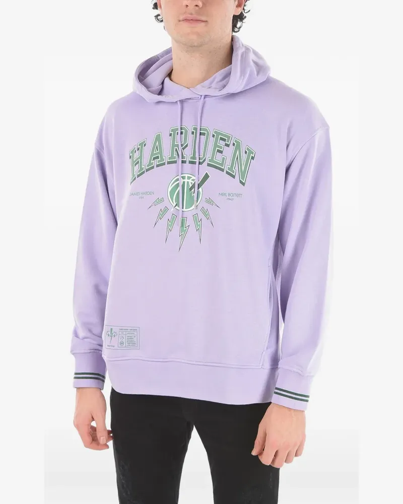 Neil Barrett logo-print drawstring hoodie - Violett Violett