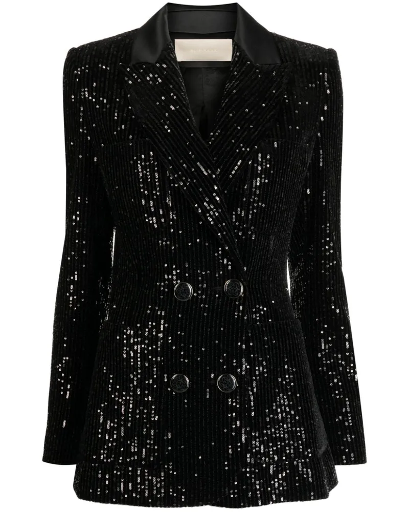 Elie Saab Doppelreihiger Blazer mit Pailletten Schwarz