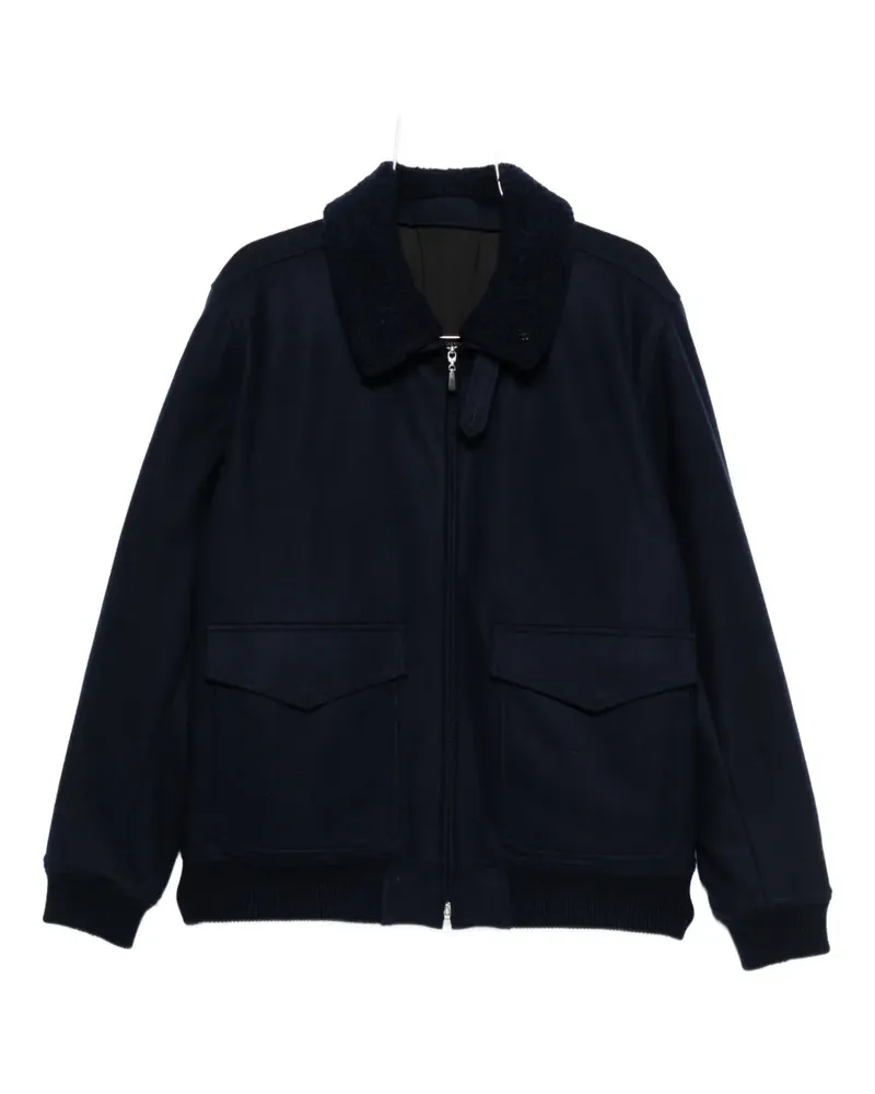 Gran Sasso Wolljacke mit Fleecekragen - Blau Blau