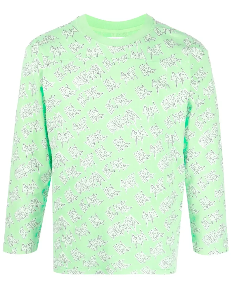 ERL Langarmshirt mit Logo-Print - Grün Grün
