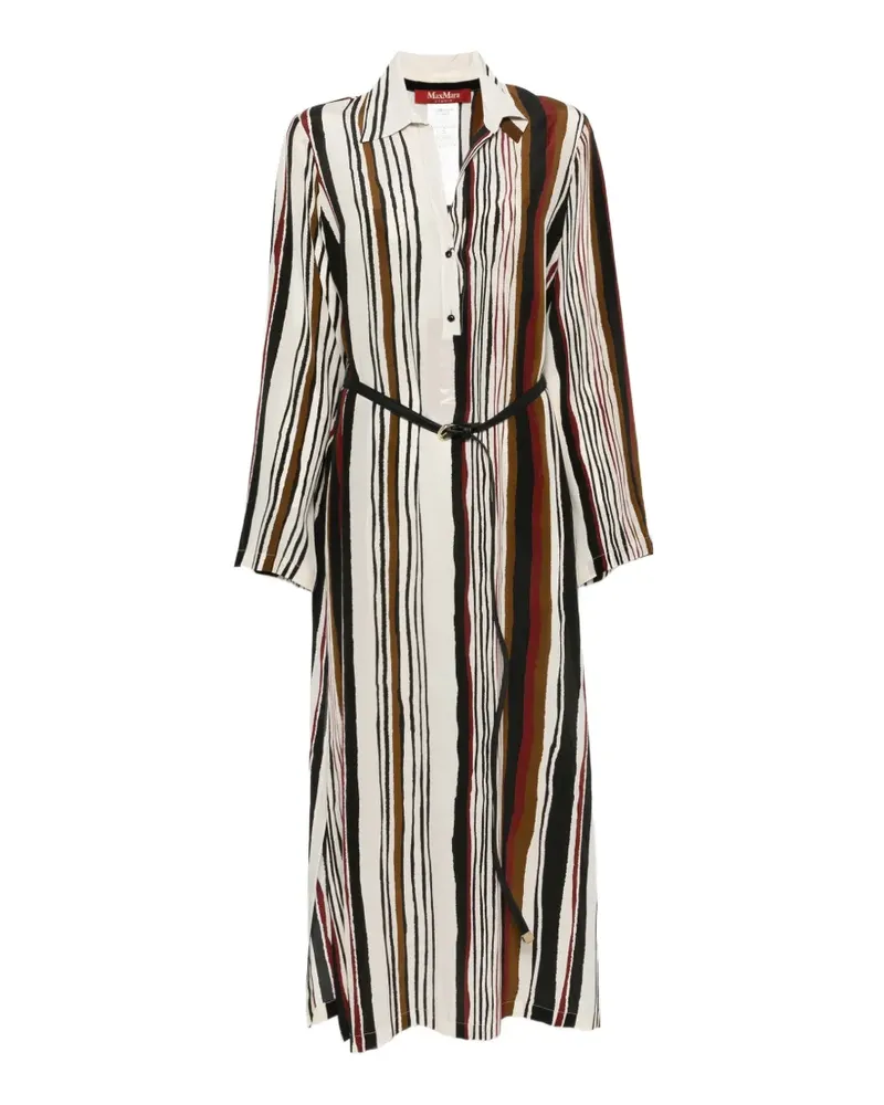 Max Mara Vanesio striped belted midi dress - Nude Nude