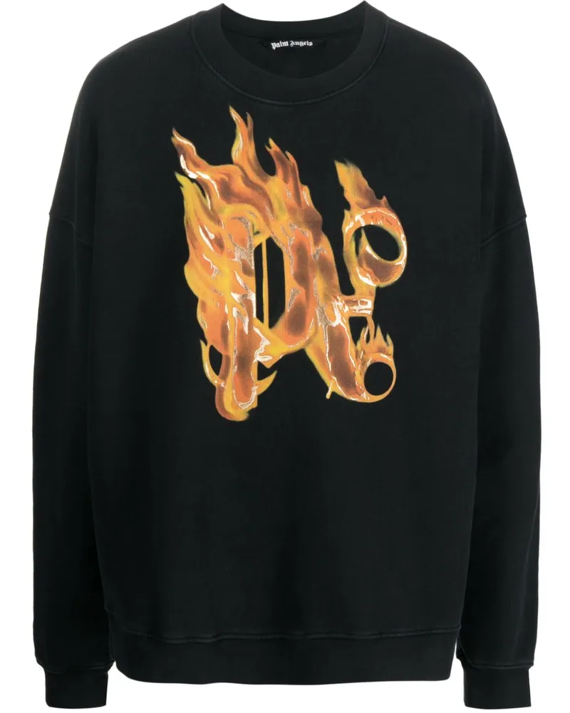 Palm Angels Burning Sweatshirt mit Monogramm-Print - Schwarz Schwarz