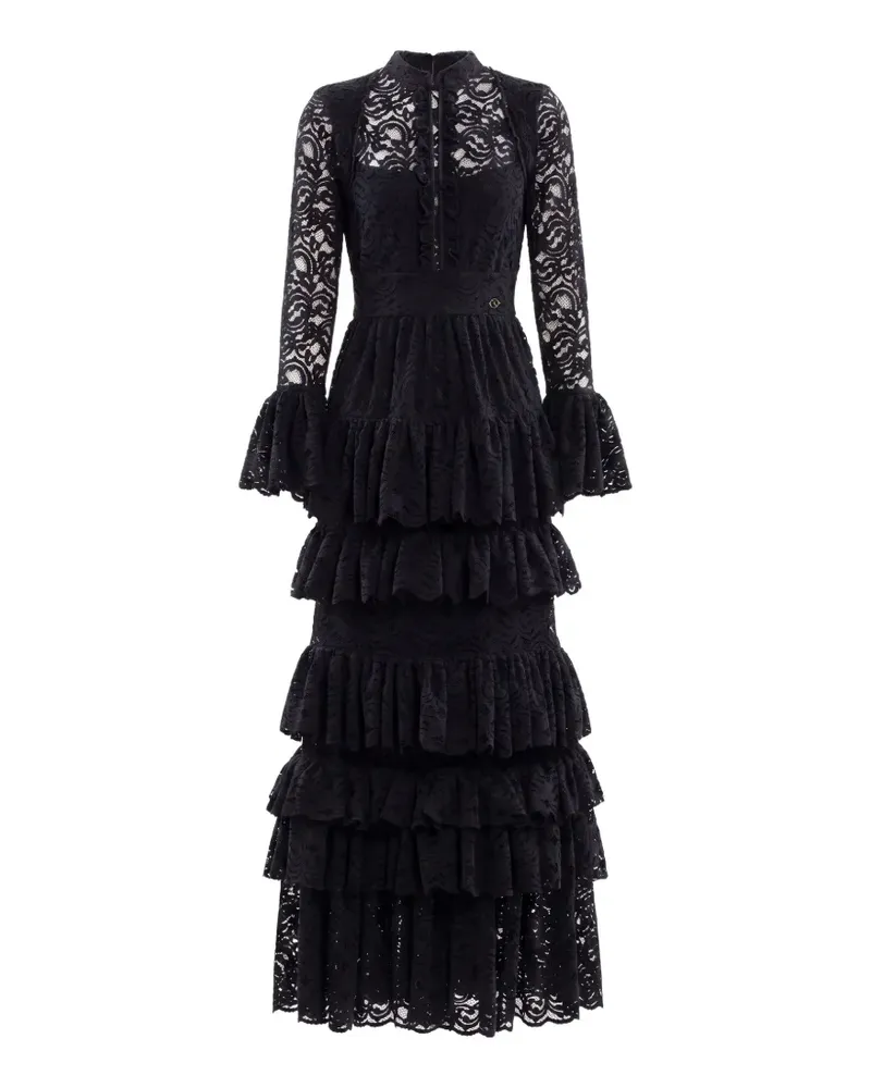 Saiid Kobeisy ruffled lace-patterned maxi dress - Schwarz Schwarz
