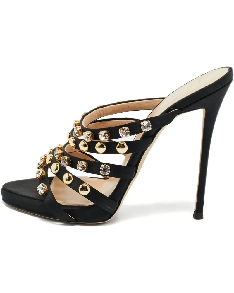 Giuseppe Zanotti Camilla studded satin sandals - Schwarz Schwarz