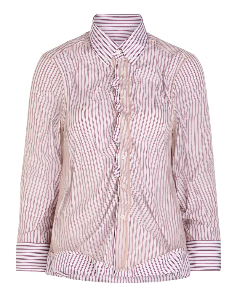 Maison Margiela striped ruffled shirt - Weiß Weiß