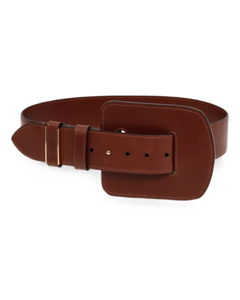 Chloé Max oversized-buckle leather belt - Braun Braun