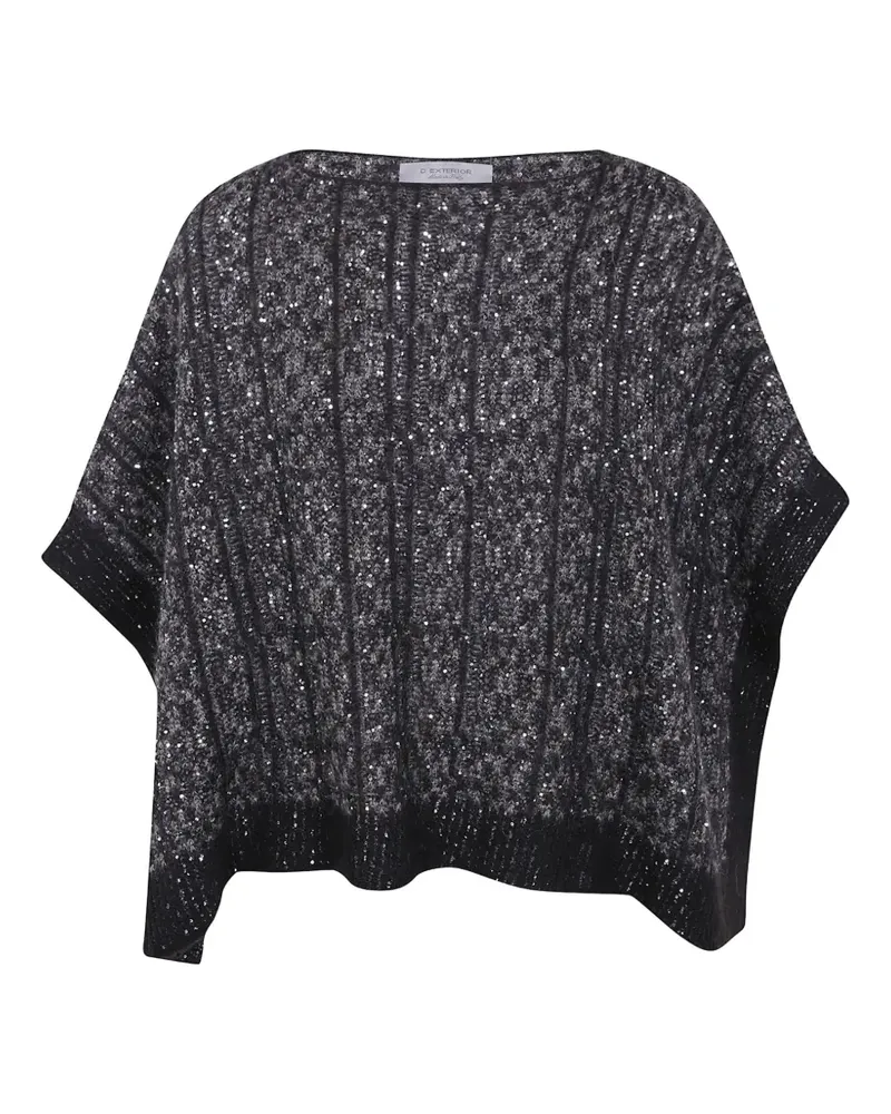 D.EXTERIOR sequin-embellished ribbed-knit poncho sweater - Braun Braun