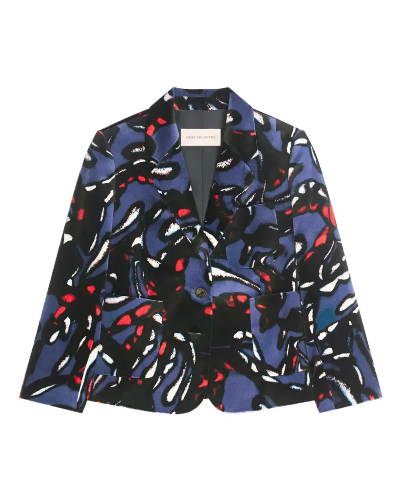 Dries van Noten Cropped-Samtblazer - Blau Blau